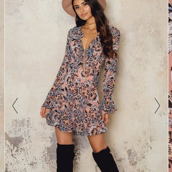 For Love And Lemons Dresses & Skirts - For Love & Lemons Gracie Floral Ruffle Mini Dress